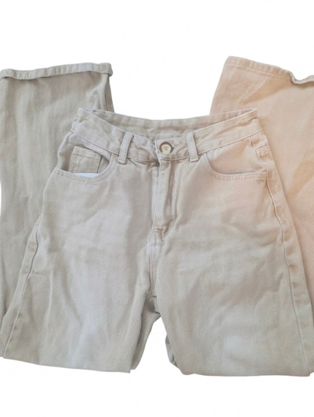Classic High-Rise Women's Jeans in Light Beige